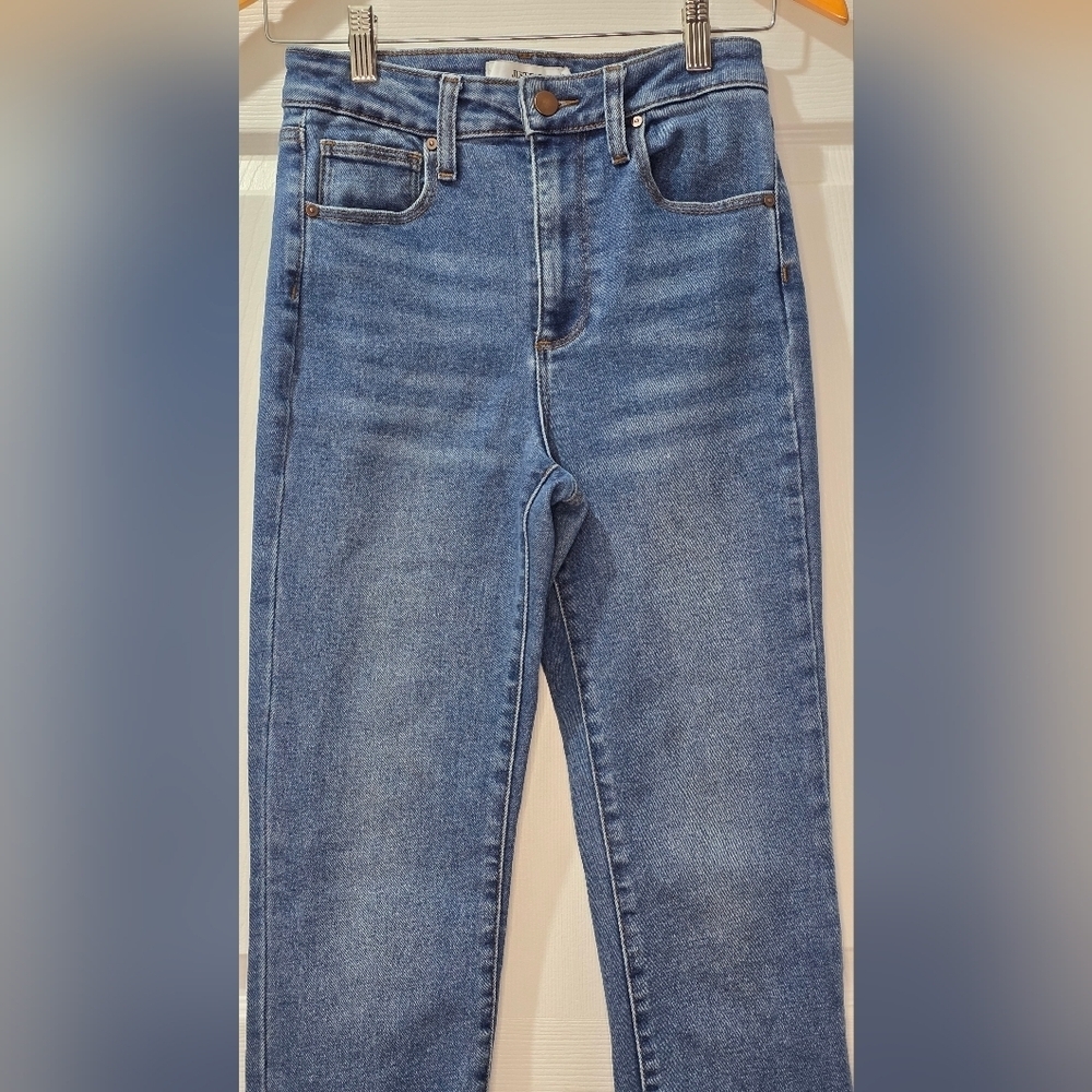 Justfab Dark Blue Skinny Jeans Size 24 High Waist Stretch Denim